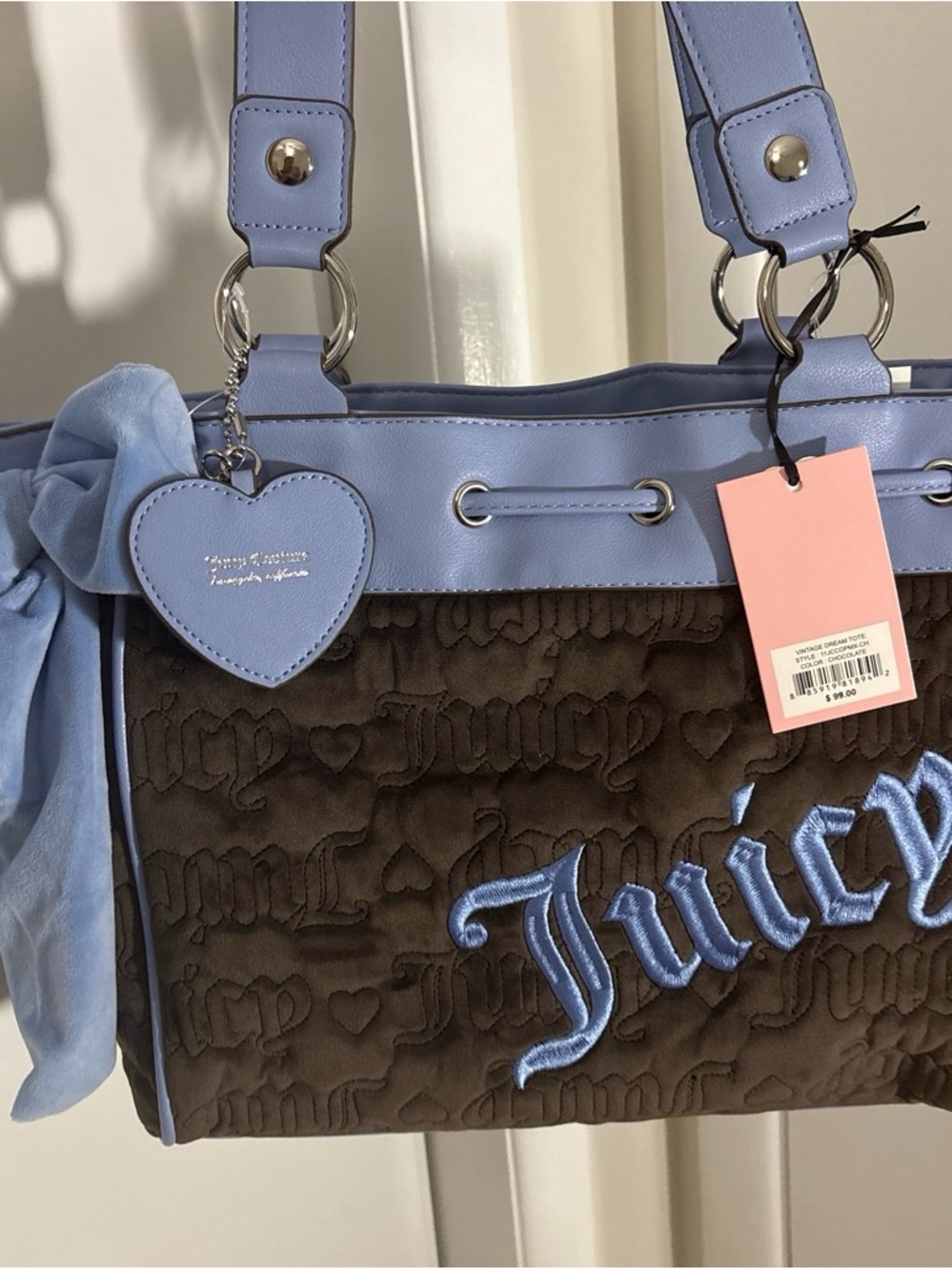 Juicy Couture Blue  and brown Brown juicy embroidered daydreamer Tote bag